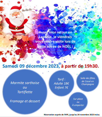 Repas de Noel de l'école le 9 décembre 2023